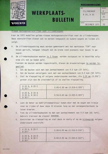 Cilinderkop B20, B30 '71