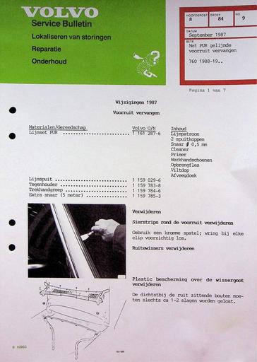 760 Voorruit vervangen '87 '91